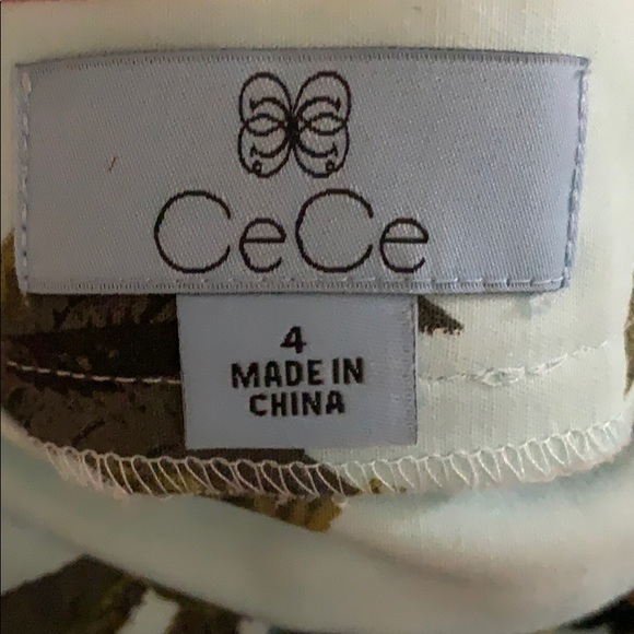 Size 4 CeCe Midi Skirt Aqua with Rose Print - Picture 2 of 5